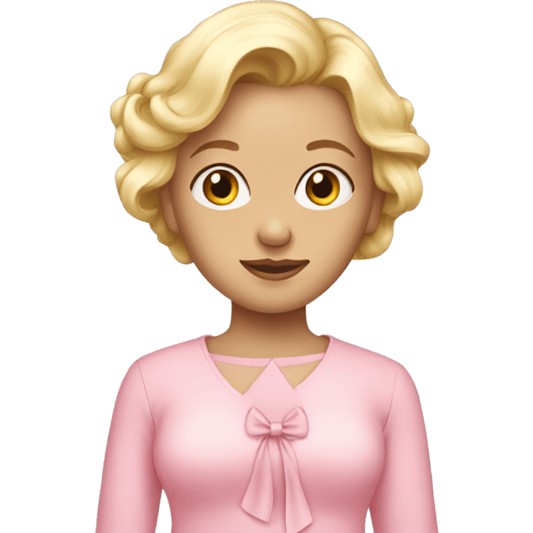 Blond women with baby pink clothes and bow emoji