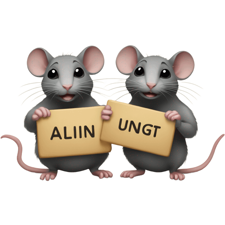 Two rats are holding one sign with inscription "ALINGHT" emoji