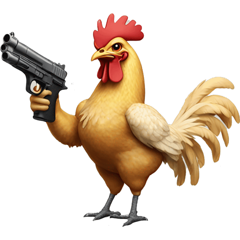 Chicken pointing a gun emoji