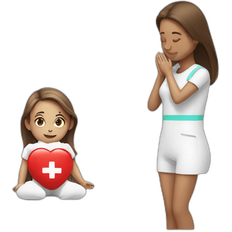 Girl and cpr dummy emoji