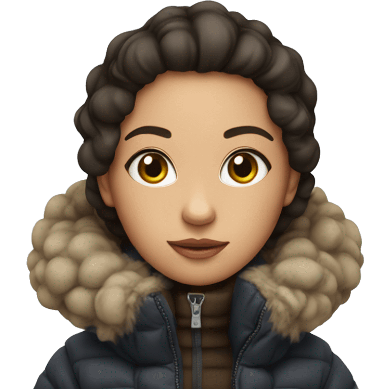 cute brunette in an oversized puffer coat emoji