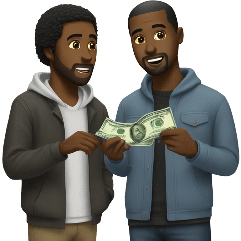 black guy giving kanye west money emoji