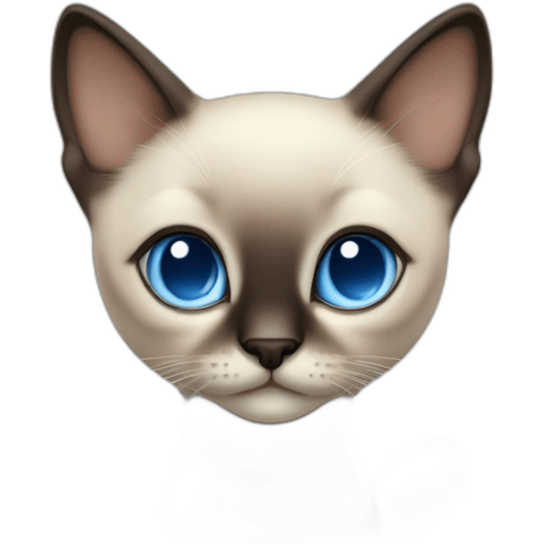 a Siamese kitten with blue eyes and a light spot on funny silly face its nose emoji