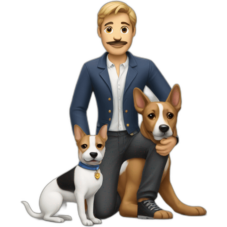 men with french dog emoji