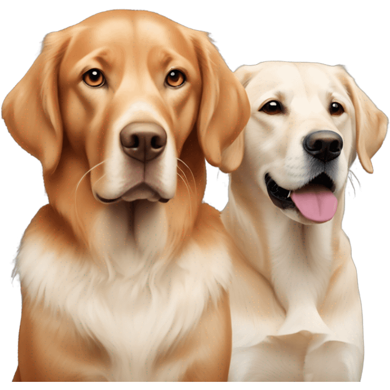 Fox red Labrador and white golden retriever together emoji