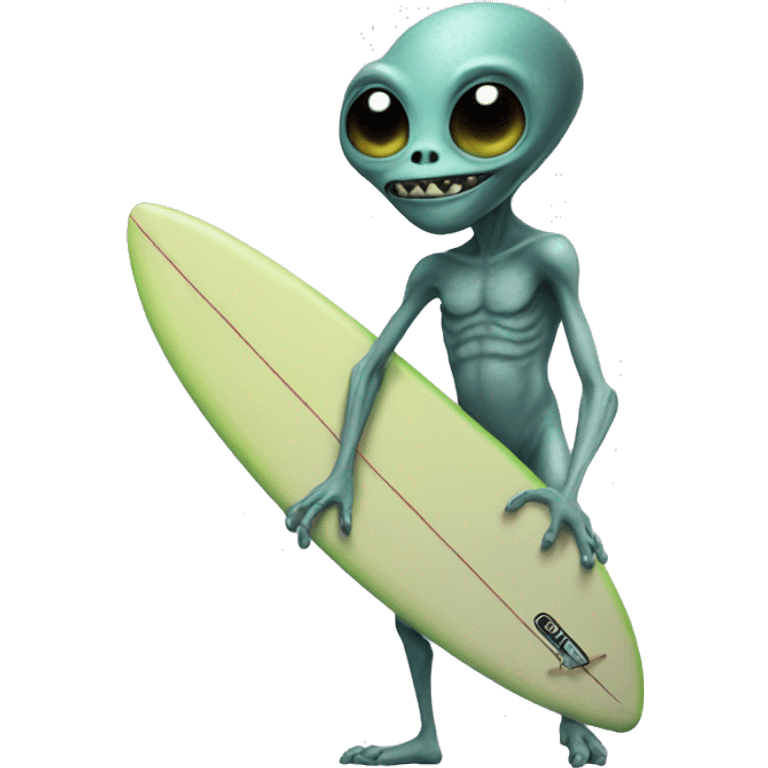 Alien with a surfboard emoji