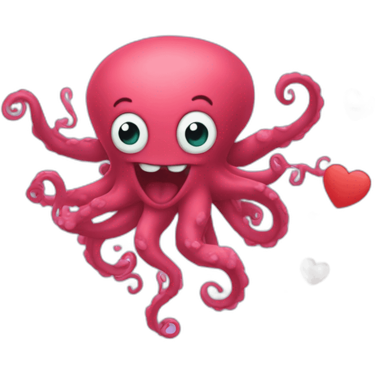 Cute crazy kraken making hearts  emoji