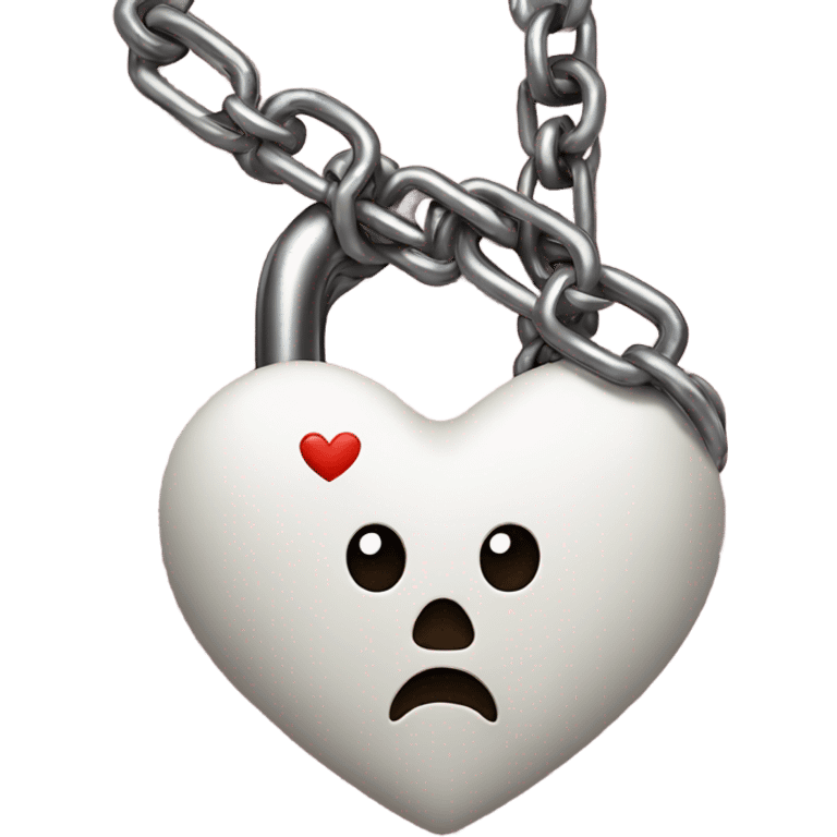 a heart, with a chain and padlock wrapped around emoji