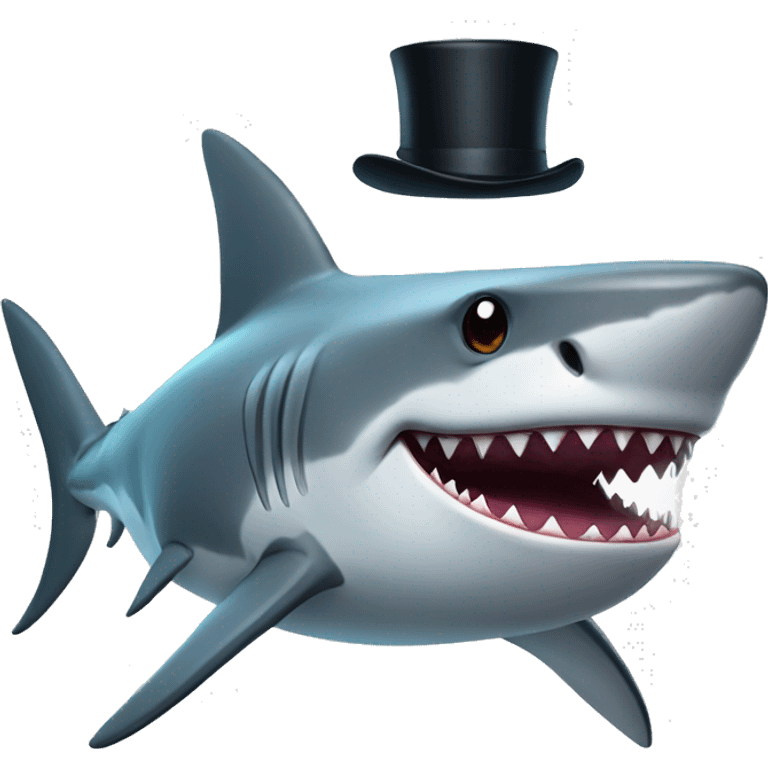 Shark with a top hat emoji