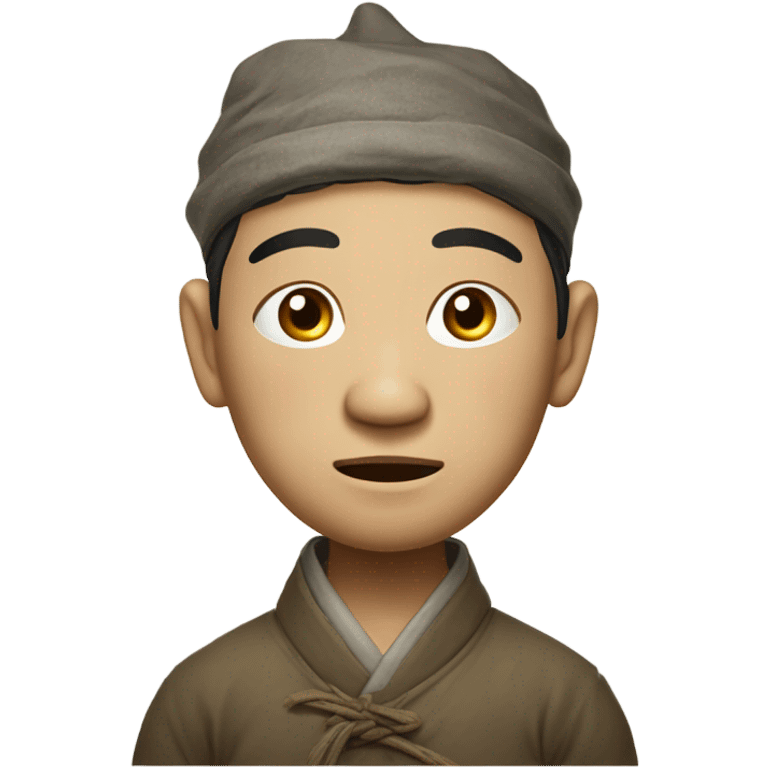 photorealistic sad Chinese peasant 1960s emoji