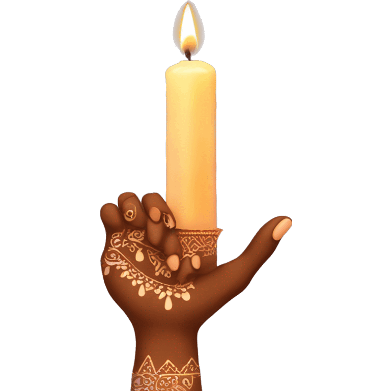 hand with henna holding candle emoji