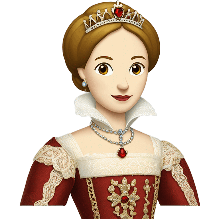 Mary Tudor I Queen detailed white and red emoji