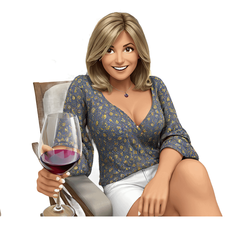 smiling girl with wine glass emoji