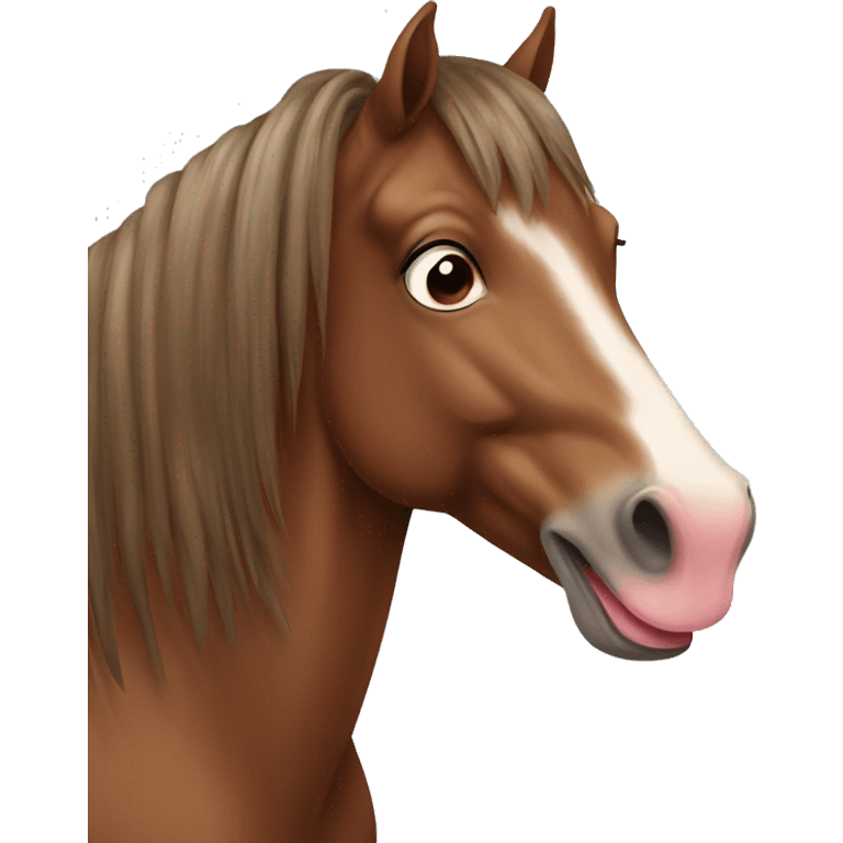 Brown horse with tongue out emoji