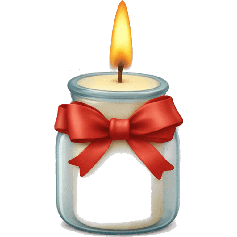 Candle in the jar with red bow emoji