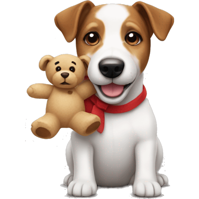 a jack russel with a teddy bear emoji