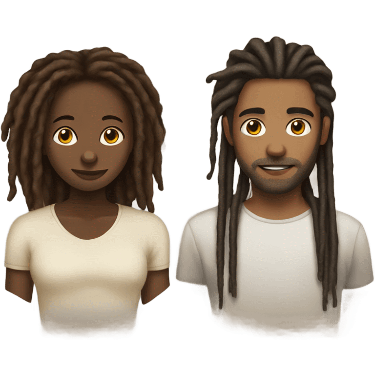 Light brown guy with dreads dark brown girl with dark hair emoji