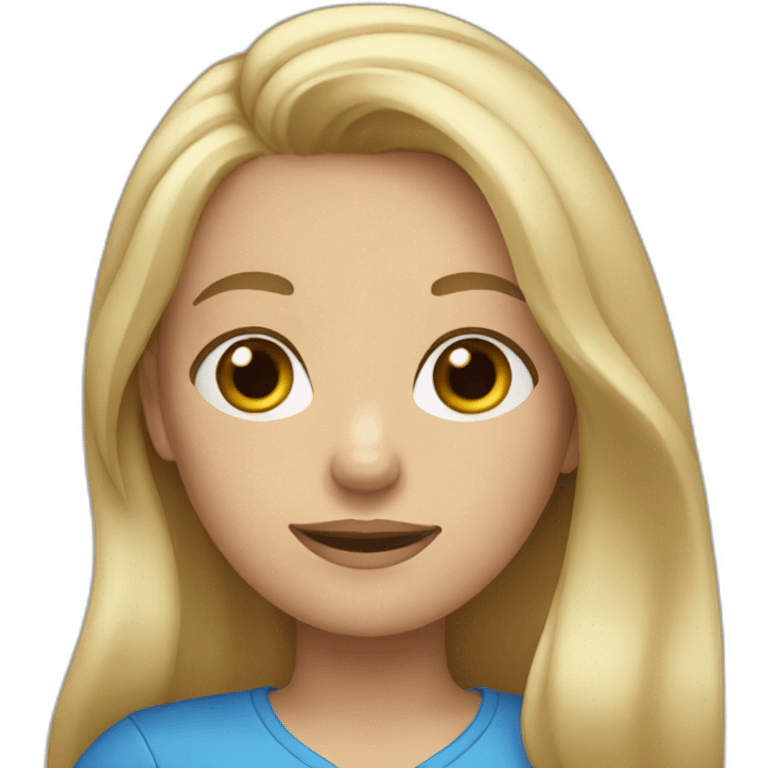 blonde girl with long hair dressed in blue shirt emoji