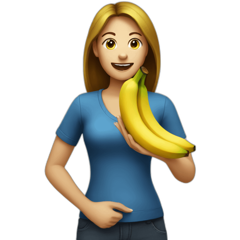 women eating banana emoji