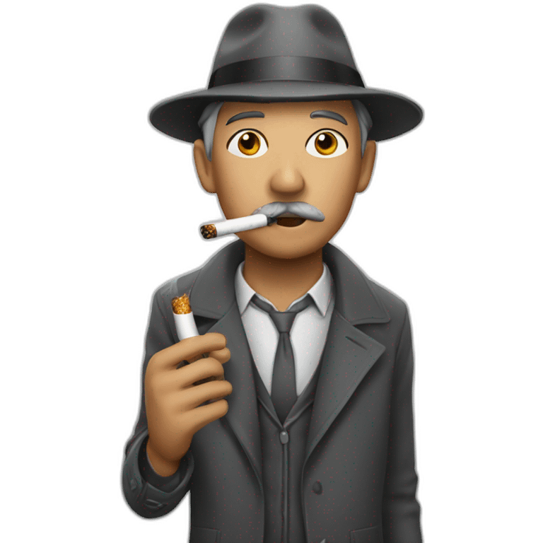 A gray man with a hat and a cigarette in his mouth emoji