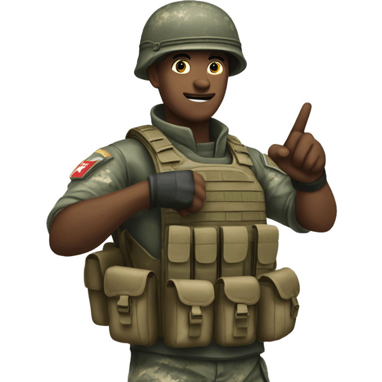 Male soldier pointing an assault rfile emoji