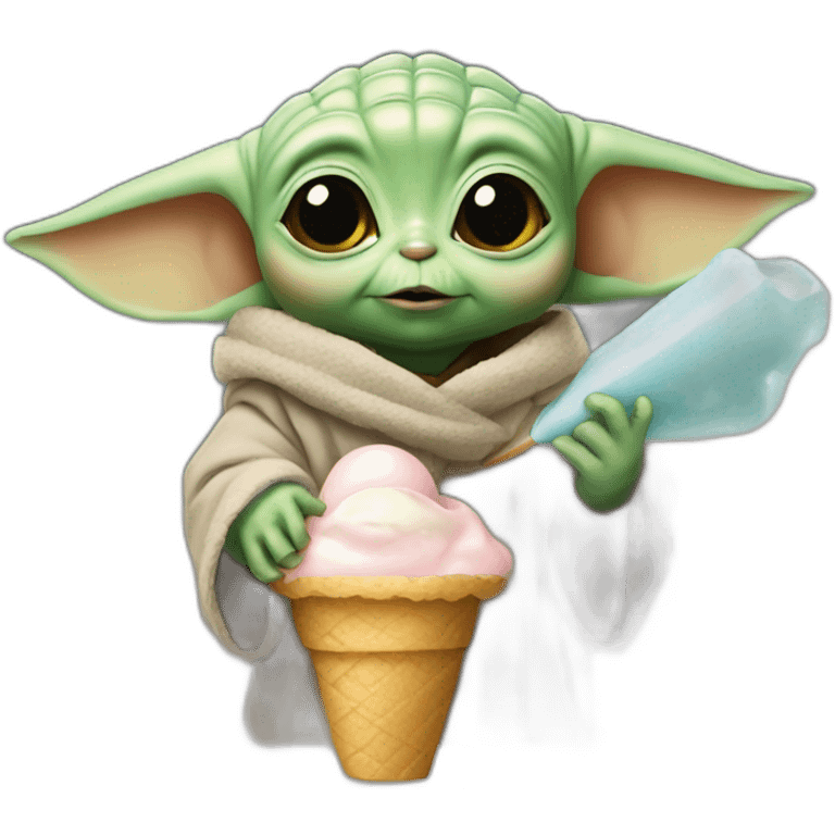 Baby yoda holding ice cream emoji