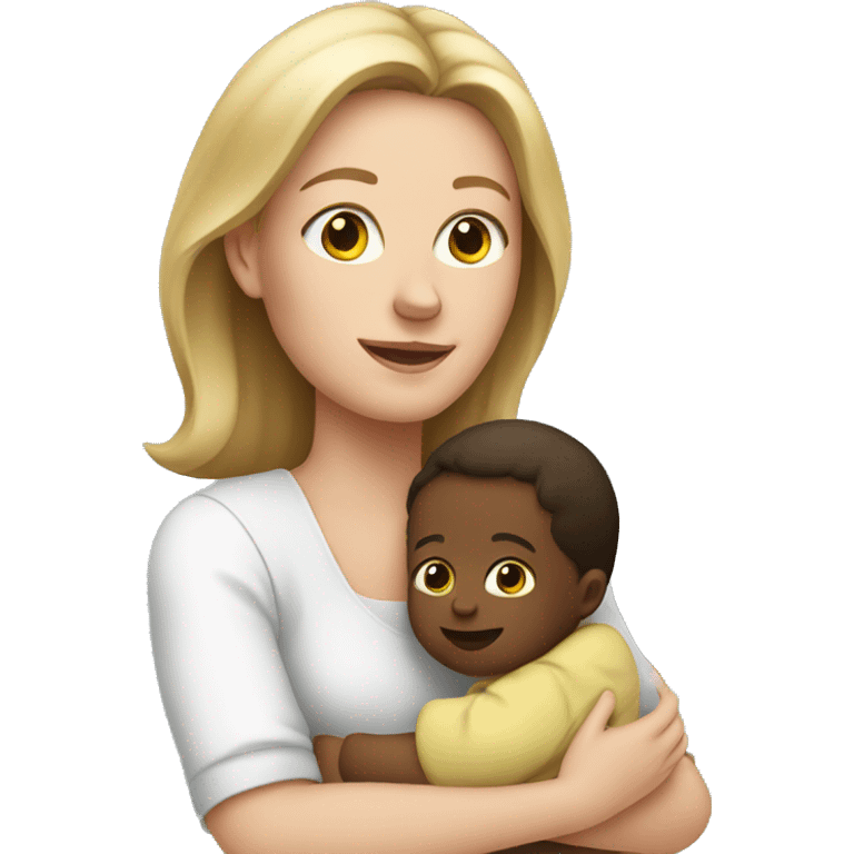 white mom holding little baby emoji