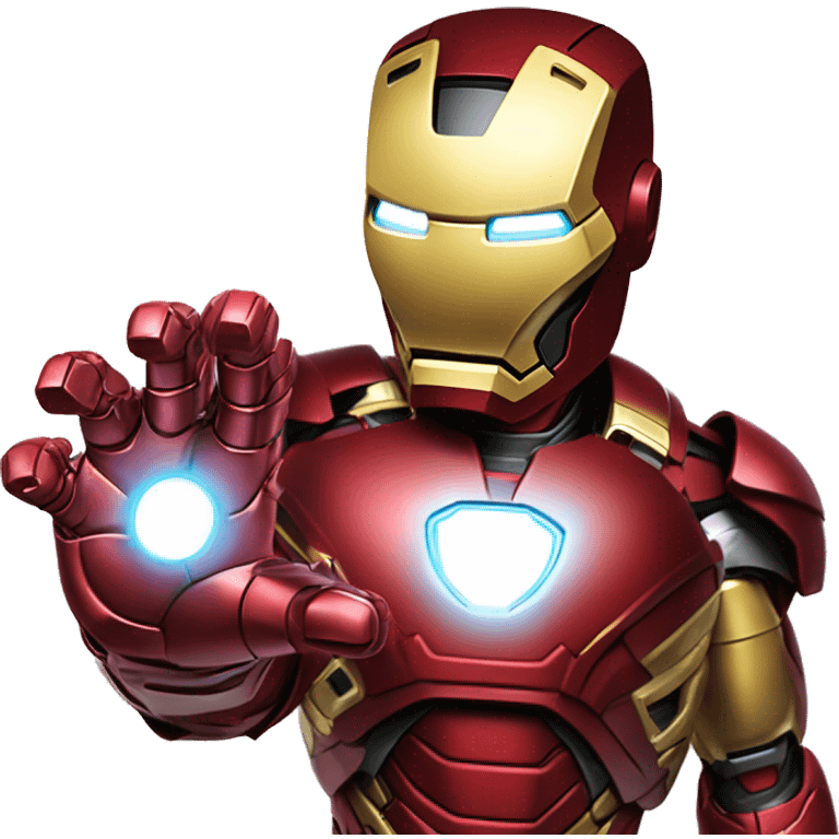 Iron man dans son armure montrant sa main avec le rayon laser  emoji