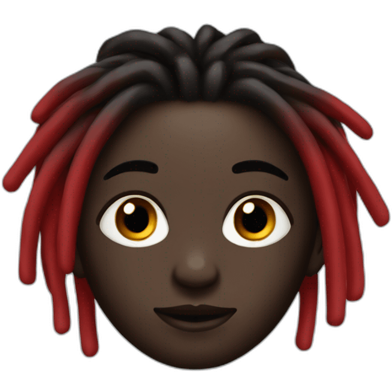 Cute Dark skin with red and black colored dreads emoji