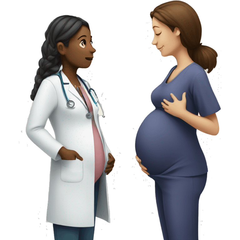 pregnant woman talking to a doctor emoji