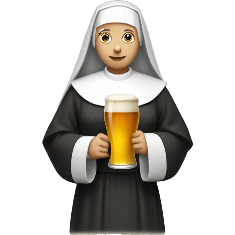 nun with a  beer emoji