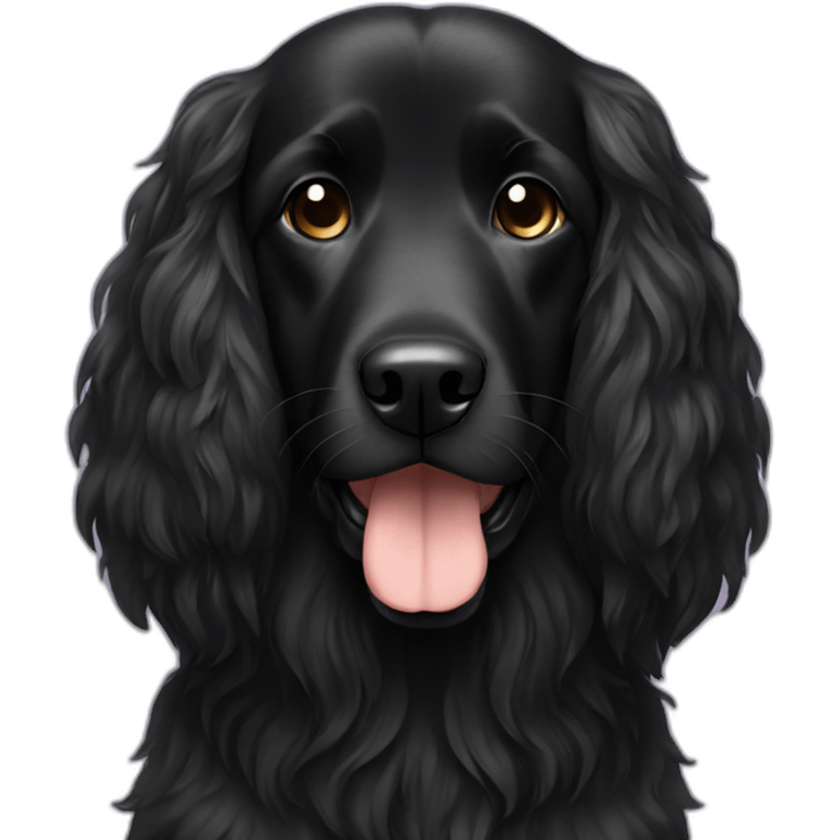 long haired all black dog emoji