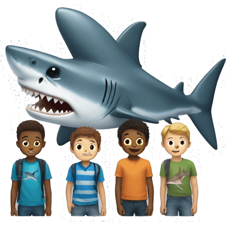 shark with boys emoji