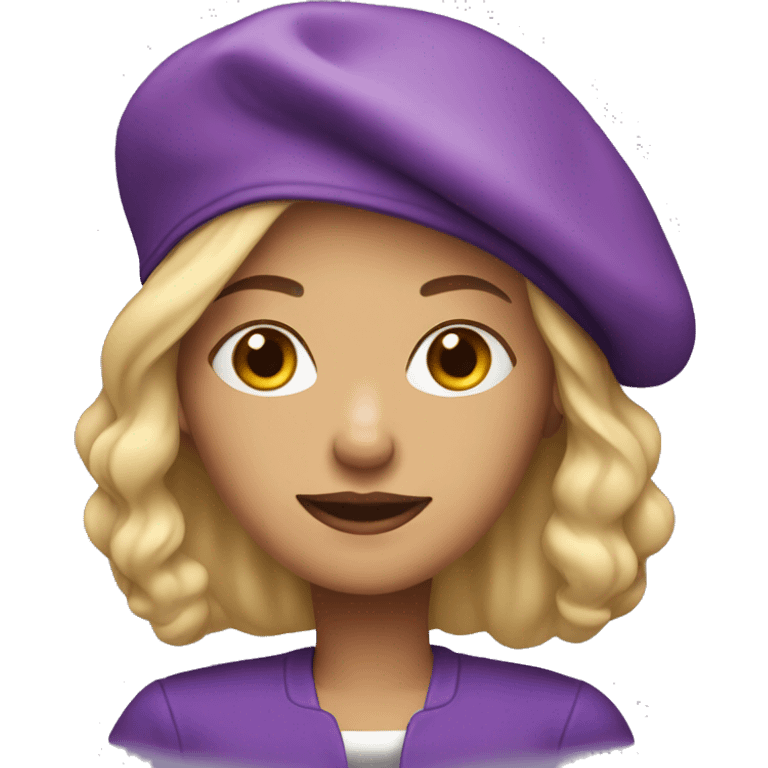 blonde woman in purple beret emoji