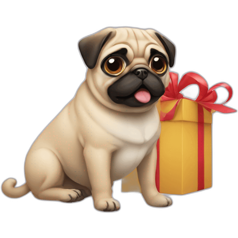 pug from gift box emoji