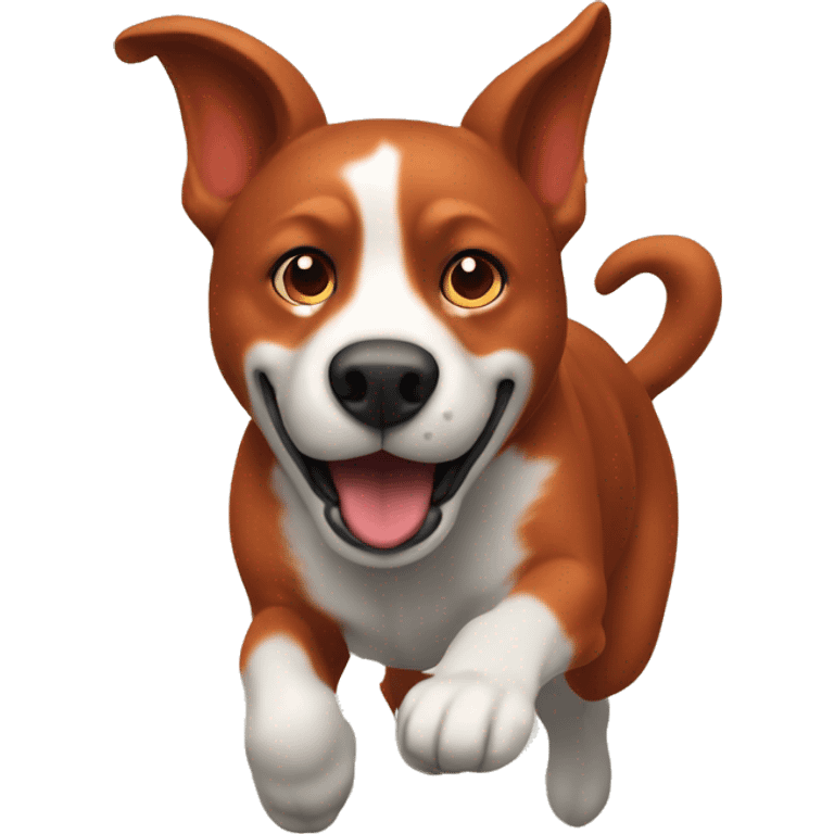 solid red dog with pointed ears running emoji