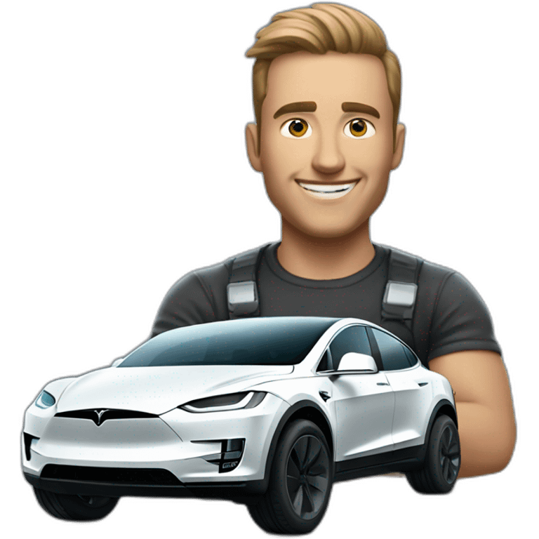 Cool guy with Tesla cyber truck emoji