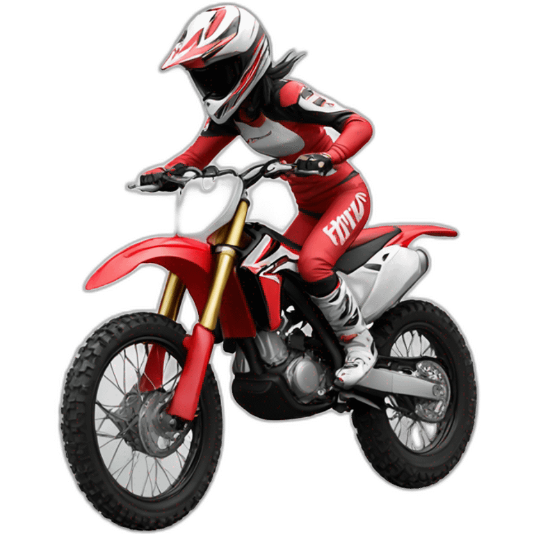 Motocross lady wheelie honda red emoji