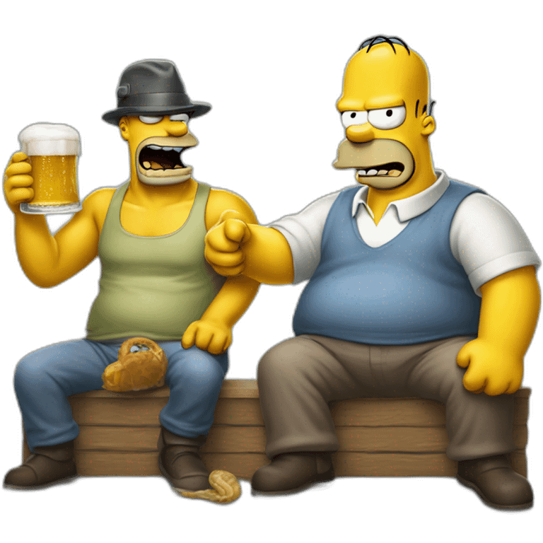 koba la d et Homer Simpson boivent un biere emoji