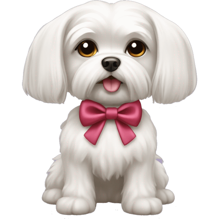 Maltese dog wearing a bow emoji