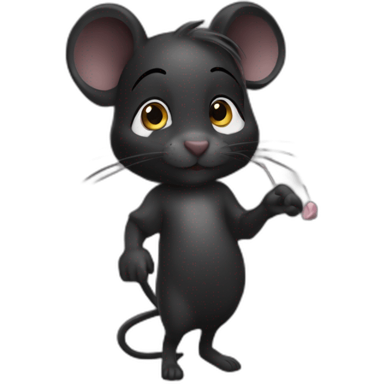 Une souris avec du maquillage et des cheveux noir emoji