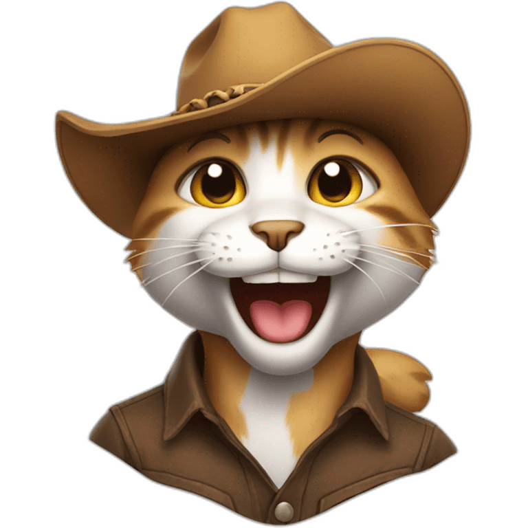 Laughing cat in cowboy hat emoji