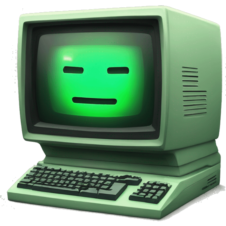 vintage computer with green glowing crt emoji