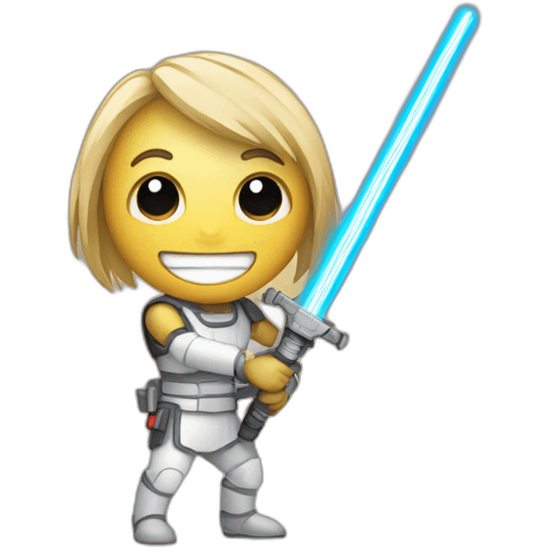 smile emoticon with a laser sword emoji