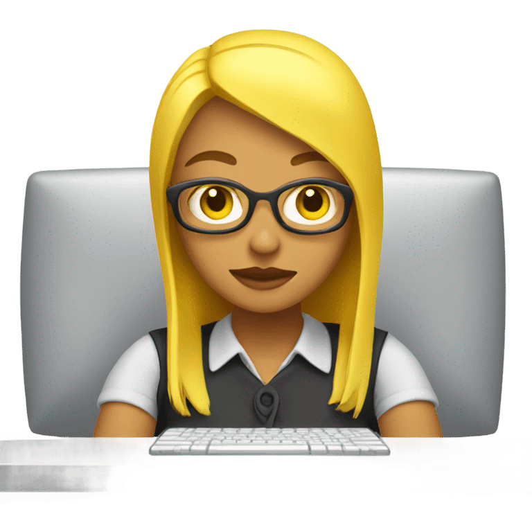 yellow skin yellow hair woman work on computer emoji