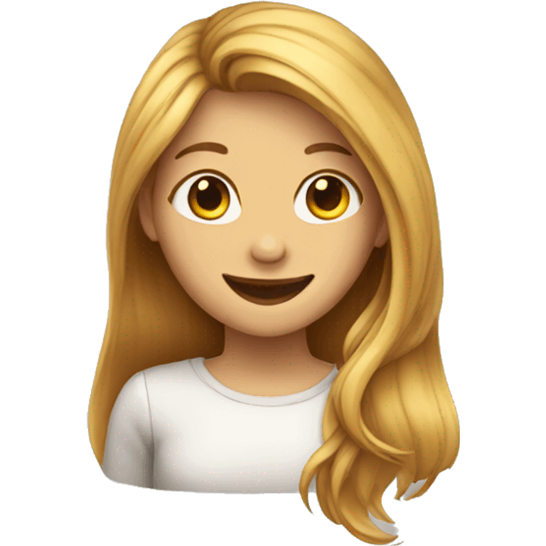 girl with long hairs and smiling  emoji