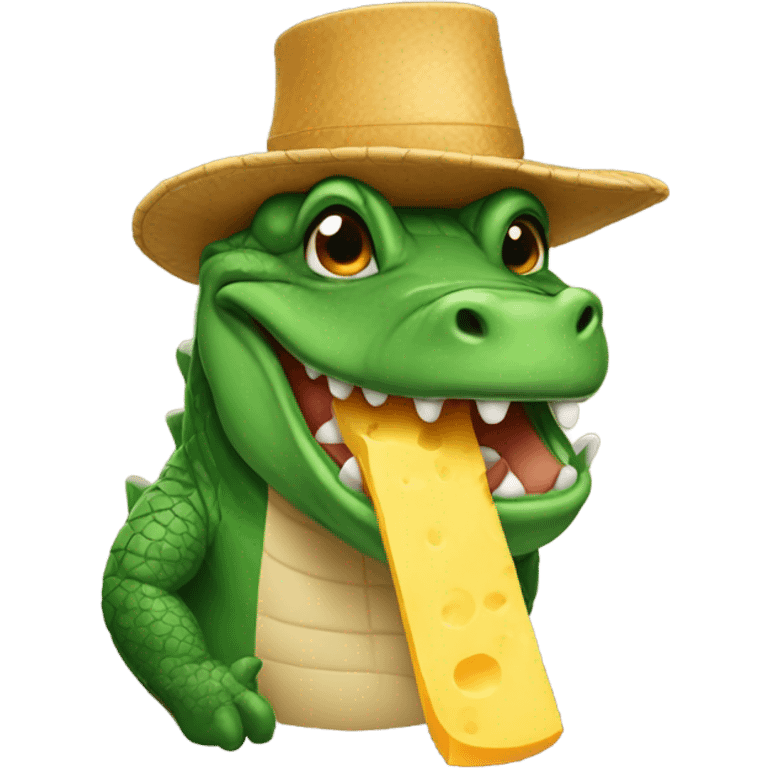 Gator wearing cheese hat emoji