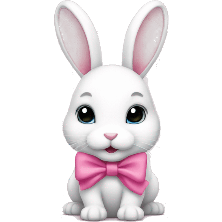 A white bunny with a pink bow emoji