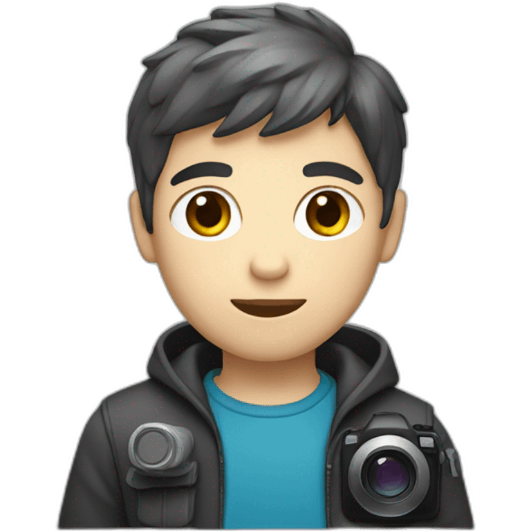 white, dark hair, boy ,with a camera emoji