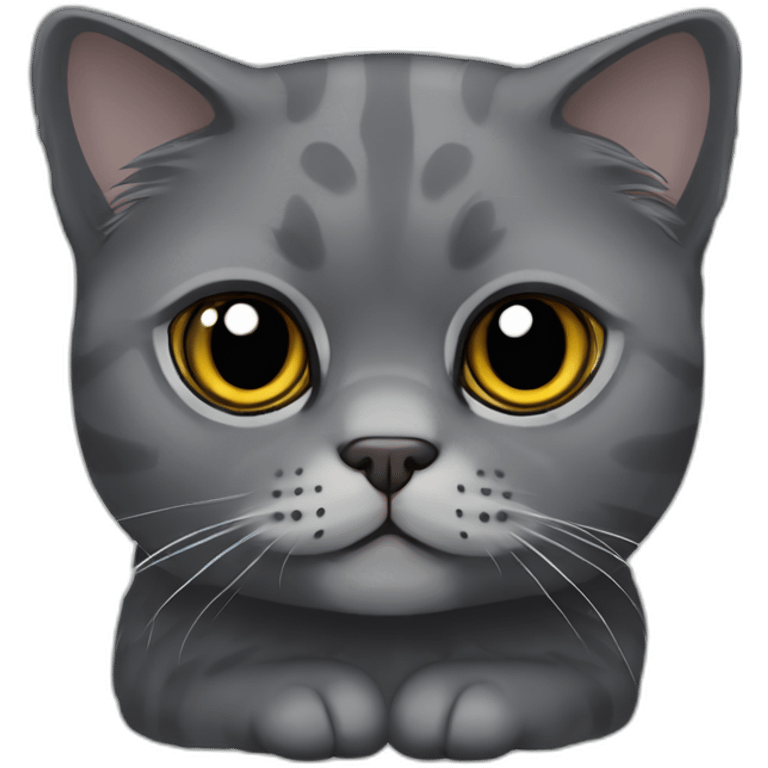 Gato Scottish fold gris oscuro con orejas dobladas emoji